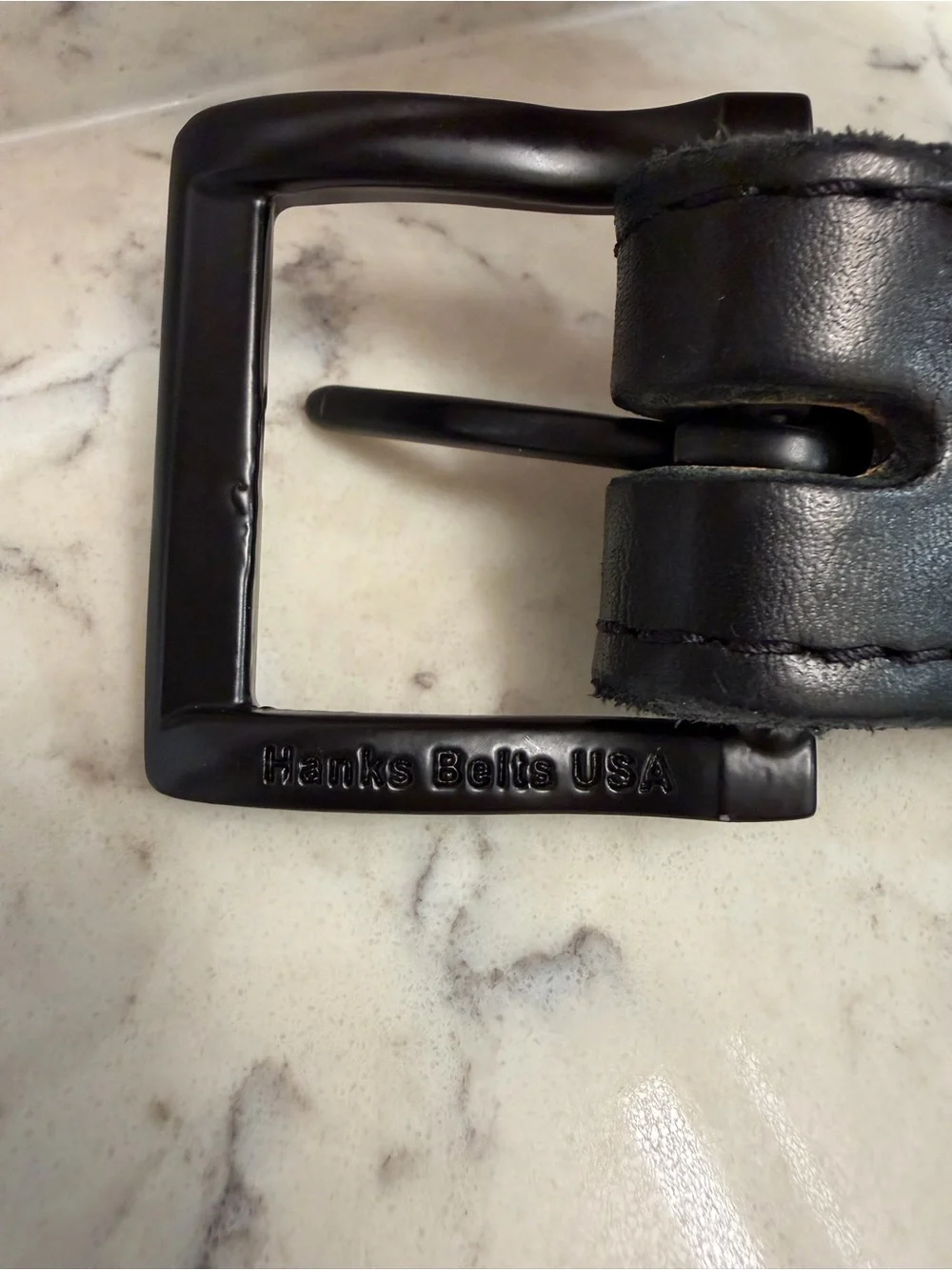 Hanks Belts USA Black Full Grain Leather Belt Matte Black Buckle Size 40
